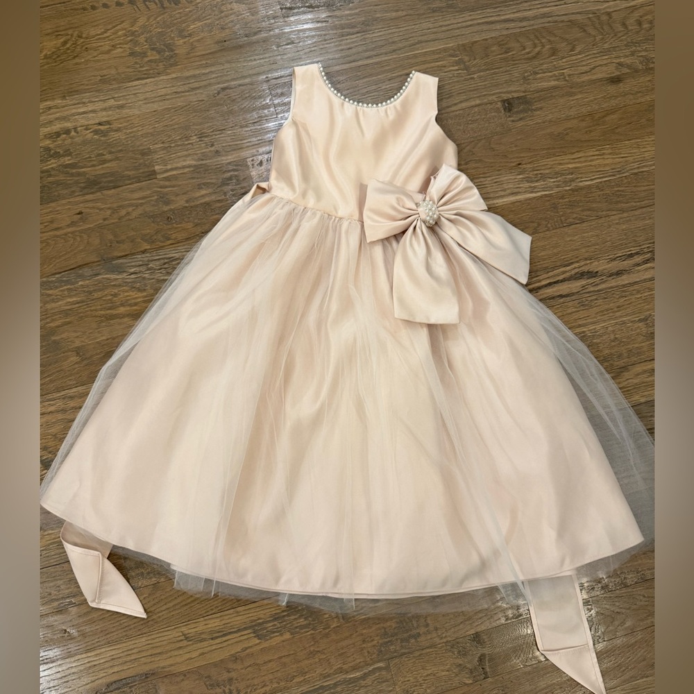 Girls Flower Girl Dress Cream Champagne Size 7